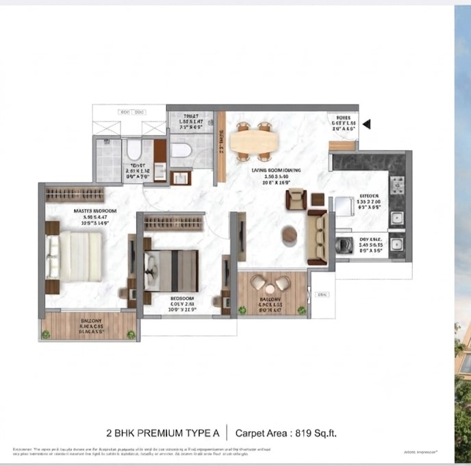 2 BHK Floor Plan