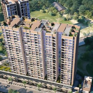 Aiswaryam Future building elevation and commercial facade view in Punawale Pune