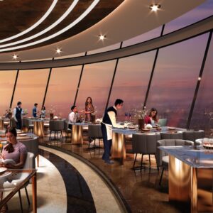 Multi-level 360 revolving deck and restaurant at Platinum 9 World Tower Wakad Pune