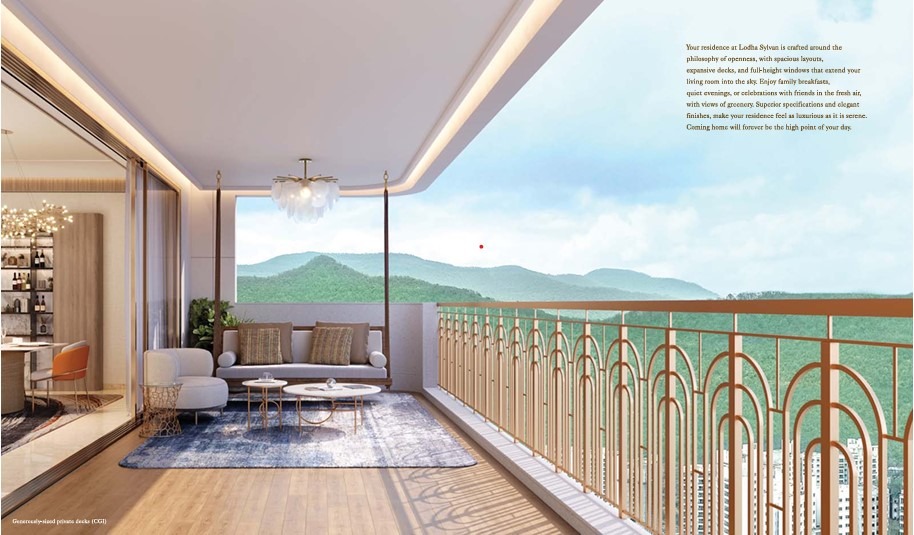 Lodha Sylvan Hinjewadi Phase 3 living room terrace deck balcony view
