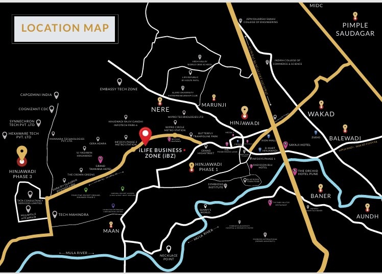Location Map of iBZ Office Space in Hinjewadi